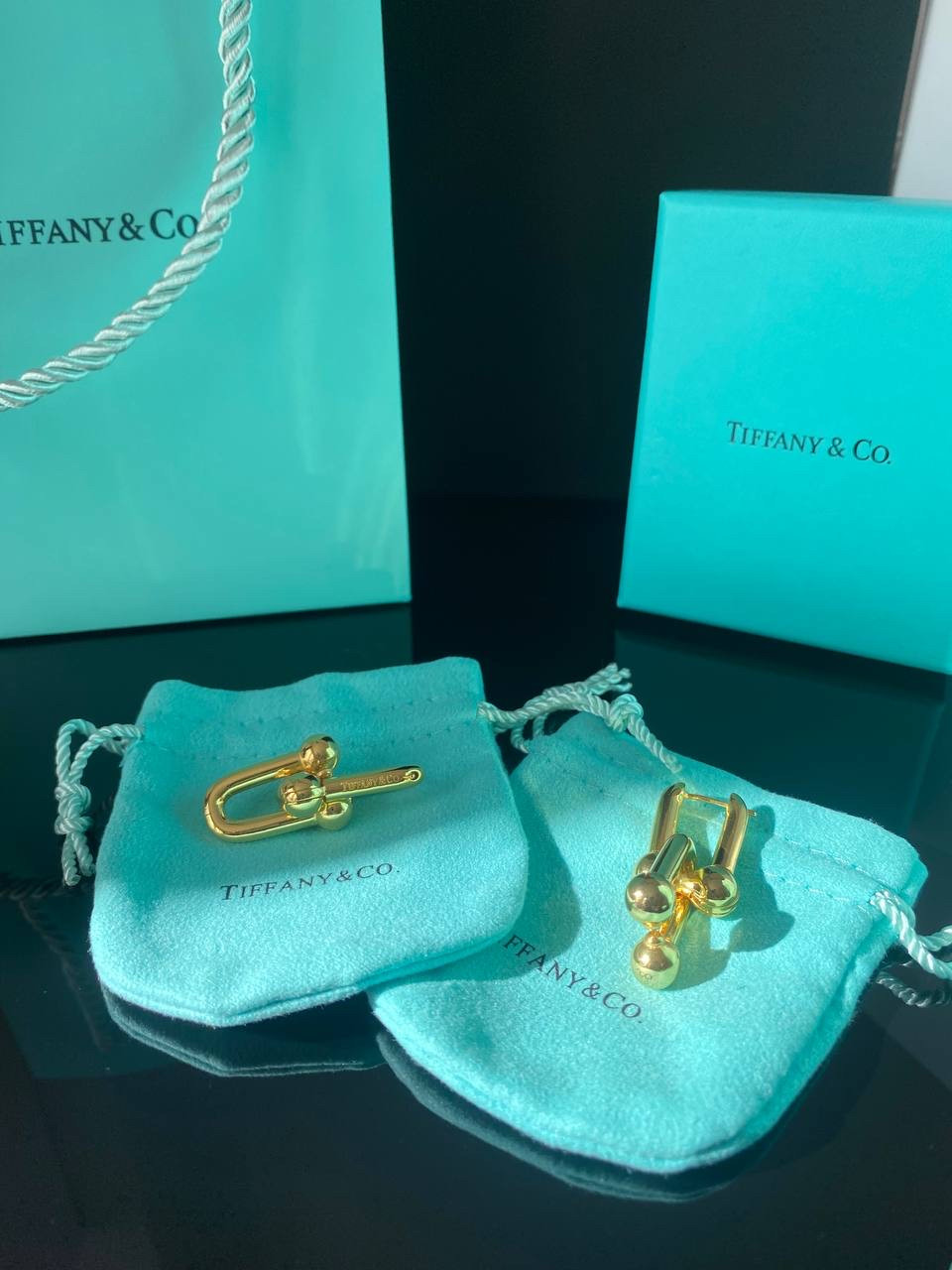 Tiffany Тіффані великі сережки hardwear лимонне золото (покриття) / упаковані в мішечок