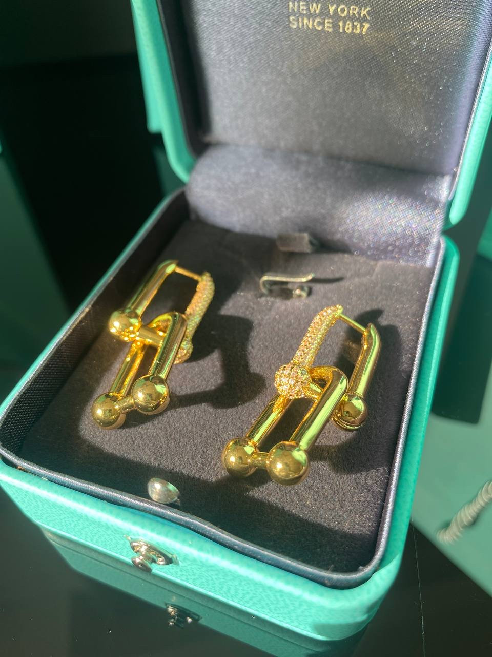 Тіффані сережки Hardwear/Tiffany сережки з цирконієм напилення лимонне золото/паковане в мішечок