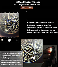 Кулон сердечко з проекцією I love You Я тебе люблю на 100 мовах світу, фото 5