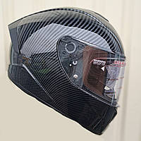 Шлем интеграл Карбон LVS с очками и прозрачным визором глянец