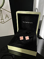 Акуратні брендові гвоздики конюшини конюшини, срібло 925 з рожевим, ЛЮКС якість!