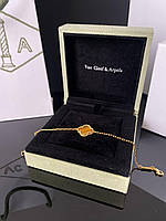 Брендовий золотий браслет конюшини, позолота з бурштиновим, ЛЮКС-якість!