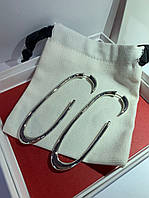 Брендові незвичайні сережки-цвяшки в стилі Сен Лоран, сріблясті. Люкс якість