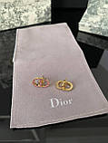 Діор сережки гвоздики з дрібним цирконієм / Сережки гвоздики з рожевими кристалами, фото 2