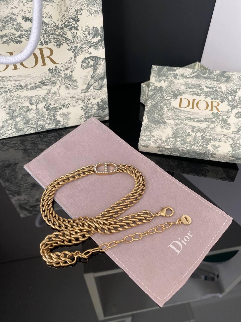 Діор-підвіска великий ланцюгіз логотипом / Діор ланцюг на шию позолота 18 К, фото 1