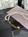 Діор кольє з перлами / Перлинне кольє з логотипом, фото 2