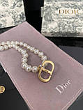 Діор кольє з перлами / Перлинне кольє з логотипом, фото 4