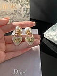 Сережки 2 перлини з підвісним серцем / Сережки кульки Діор, фото 4