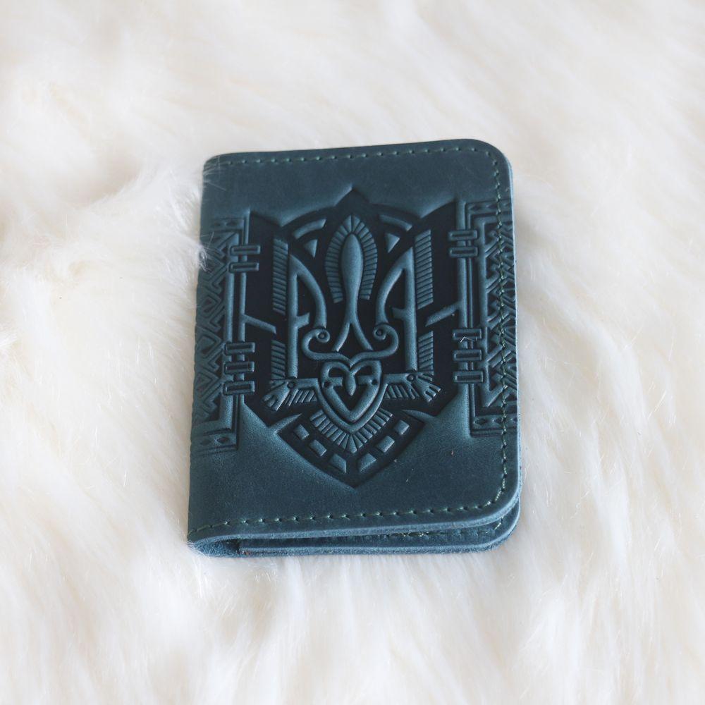 Обкладинка для ID паспорта "Тризуб" бірюзовий Гранд Презент 09-Т-Бір