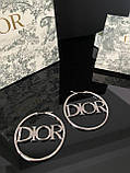 Сережки — кільця срібло / Діор сережки кільцями з логотипом покриття срібло 925, фото 4