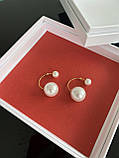Сережки дві перлини, позолота. Легкі та комфортні. Надійна застібка, фото 10