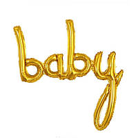 Фольгована кулька надпис "Baby" золота 107 см. (1 шт)