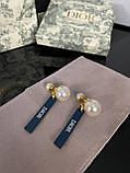 Сережки Діор дві перлини / Сережки кульки з перлами та підвіскою, фото 2