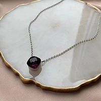 Підвіска Помелато посріблені з квадратним каменем фіолетового кольору