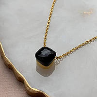 Підвіска Помелато посріблені з квадратним каменем чорного кольору
