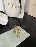 Діор червоні сережки з ціконієм / Сережки з буквами, фото 4