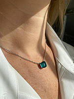 Помелато-ланцюжок/підвіска/сріб 925/ камінь кольору морської хвилі/великий кристал зелено-блакитний