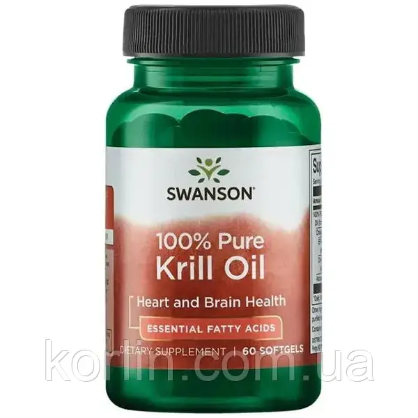 Олія Антарктичного Криля 60 кап Swanson 100% Pure Krill Oil США Доставка з ЄС
