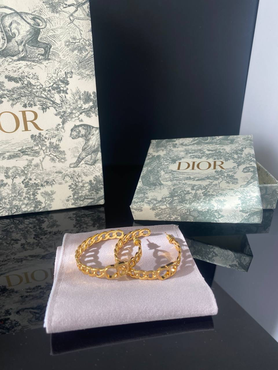 Брендові сережки Діор позолота 18 К, фото 1