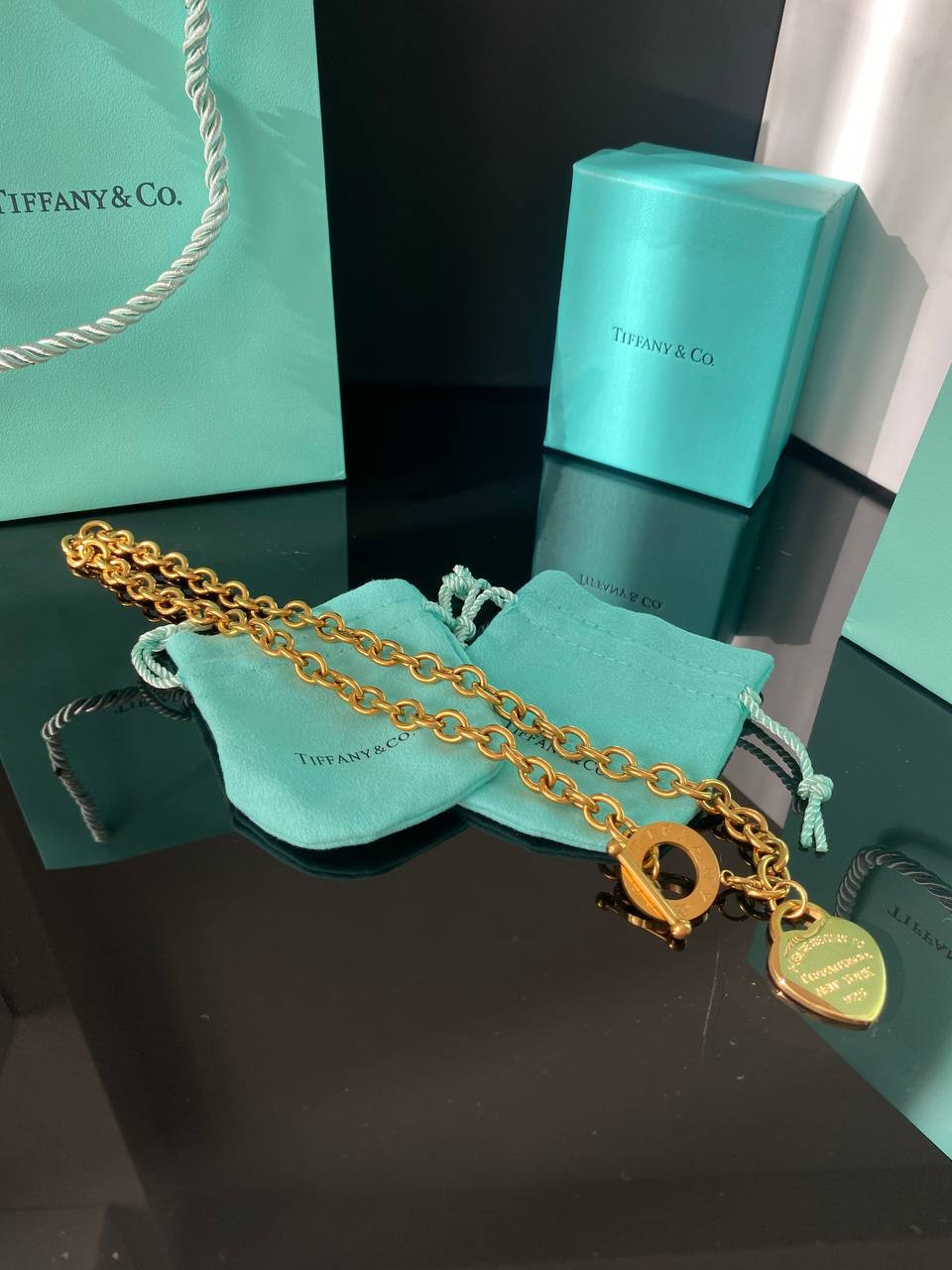 Tiffany Тіффані підвіска з серцем позолота (роже золото)/упакована в мішечок Tiffany