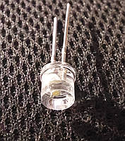 Светодиод белый теплый 5мм (плоская шляпка 120 градусов) 3В