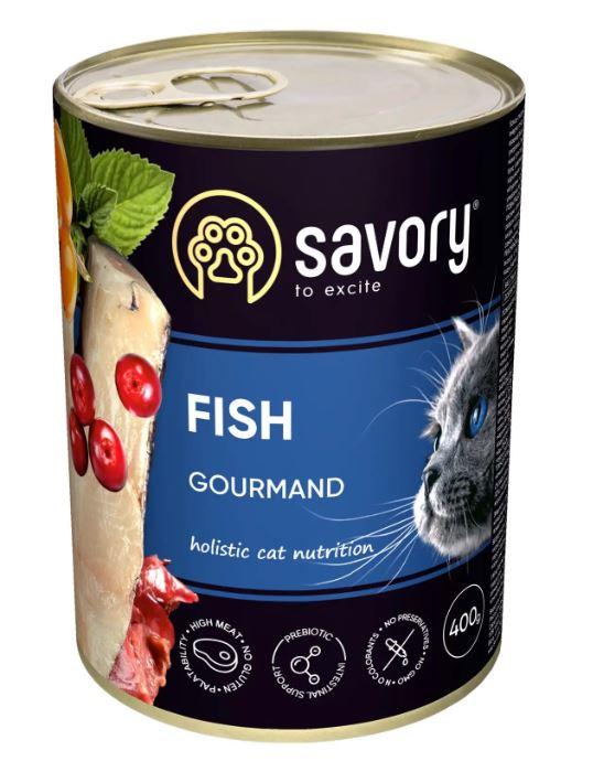 Вологий корм Savory Cat Can Adult для вибагливих котів Риба k 400g