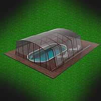 Павильон для бассейна, 6.9х4.15х2.5, раздвижной, большой, прозрачный монолитный поликарбонат