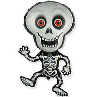 Фольгированный шар Flexmetal Большая фигура Хэллоуин Скелет серый