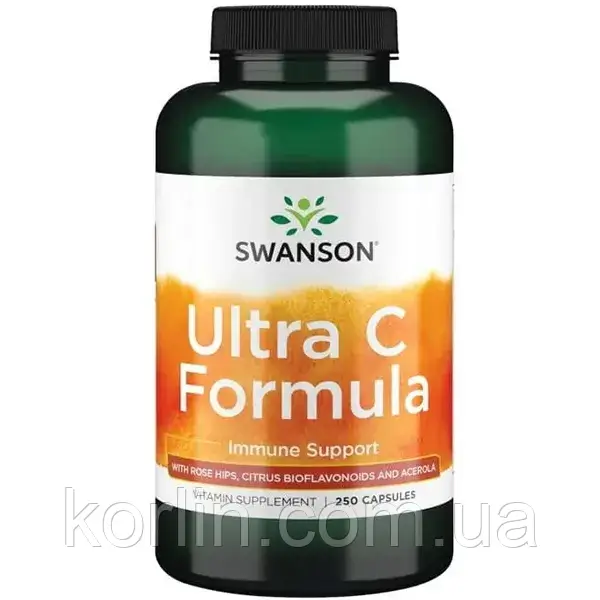 Вітамін C Ультра Формула 250 кап Swanson Ultra Vitamin C Formula США Доставка з ЄС, фото 1