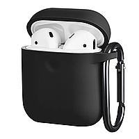 Чехол DM для Apple AirPods 1/2 Pure Color Silicone Black с карабином