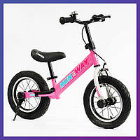 Детский беговел велобег на стальной раме 12 дюймов Corso Run-a-Way CV-04561 надувные колеса розовый