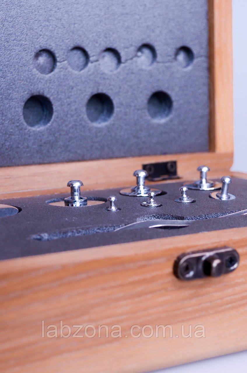 Набір гир (1 мг на 100 г) в дерев'яному футлярі класу точності F 2