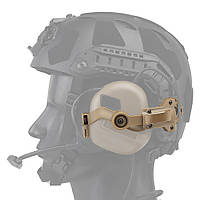 Кріплення чебурашки адаптер для активних навушників на тактичний шолом кронштейн BeArmD Тан Коричневий