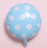 Фольгированный шар 18 круг горох полька голубой Китай