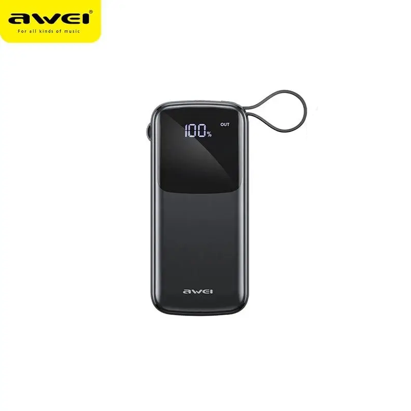 Портативна батарея Power Bank Awei P135K 20000 mAh з кабелем Black (P135K)