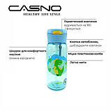 Пляшка для води CASNO 400 мл KXN-1195 Блакитна (Діно) з соломинкою, фото 10