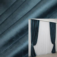 Комплект готових штор (2шт. 1,5х2,75м) із тканини велюр. Колір темно-бірюзовий