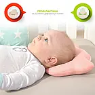 Подушка дитяча ортопедична для немовлят від 0-12міс, 20х27х5 д.8см Ведмедик пудра, фото 3
