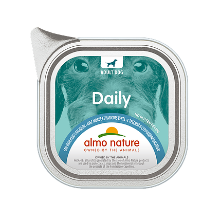 Вологий корм для собак Almo Nature Daily Dog COD & BEANS тріска і зелена квасоля паштет 100 г, фото 1