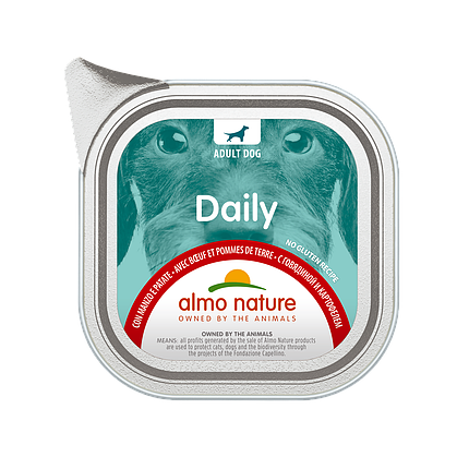 Вологий корм для собак Almo Nature Daily Dog BEEF & POTATOES яловичина і картопля паштет 100 г, фото 1