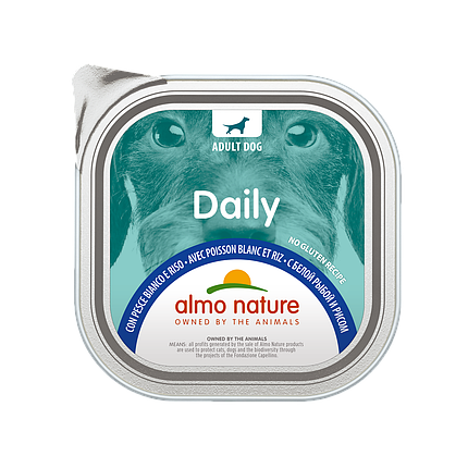 Вологий корм для собак Almo Nature Daily Dog WHITE FISH & RICE біла риба і рис паштет 300 г, фото 1