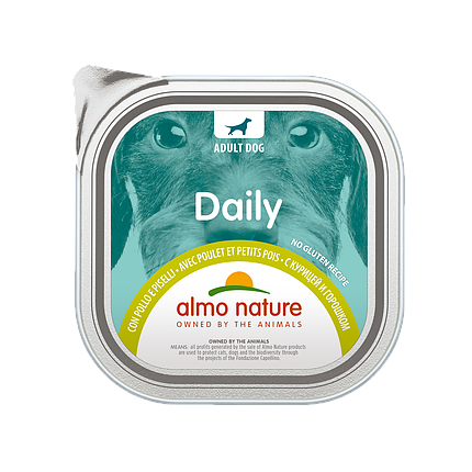 Вологий корм для собак Almo Nature Daily Dog CHICKEN & PEAS курка і горох паштет 300 г, фото 1