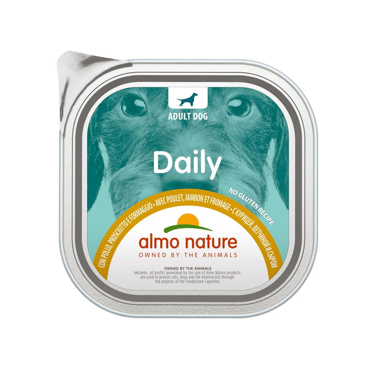 Вологий корм для собак Almo Nature Daily Dog CHICKEN, HAM & CHEESE курка, шинка і сир паштет 300 г