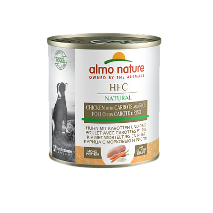 Вологий корм для собак Almo Nature HFC Dog Natural CHICKEN & CARROTS and RICE курка 280 г, фото 1