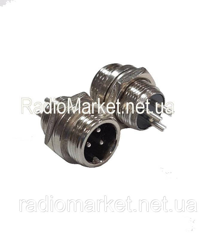 Роз'єм MIC 333 mini (штекер), монтажний, 3pin, діам.-12мм, фото 1