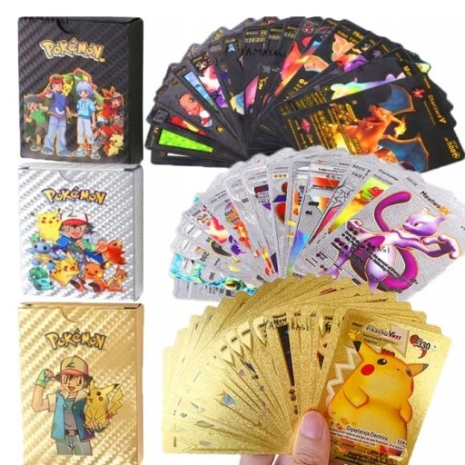 Набір колекційних карт Foteleamo Pokemon Cards 3in1 165 Золоте чорне срібло
