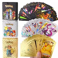 Набор колекционных карт Foteleamo Pokemon Cards 3in1 165 Золотое черное серебро