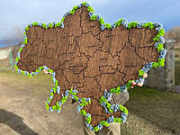 Деревянная карта Карта України 1.7*1.13 м со стабилизированным мхом