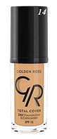 Тональный крем Golden Rose Total Cover 2 in 1 Foundation & Concealer 14 Honey