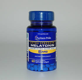 Мелатонін, Melatonin, Puritan's Pride, 5 мг, 60 капсул